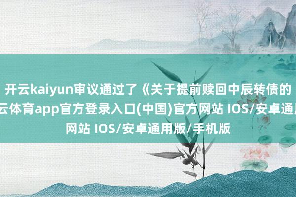 开云kaiyun审议通过了《关于提前赎回中辰转债的议案》-kai云体育app官方登录入口(中国)官方网站 IOS/安卓通用版/手机版